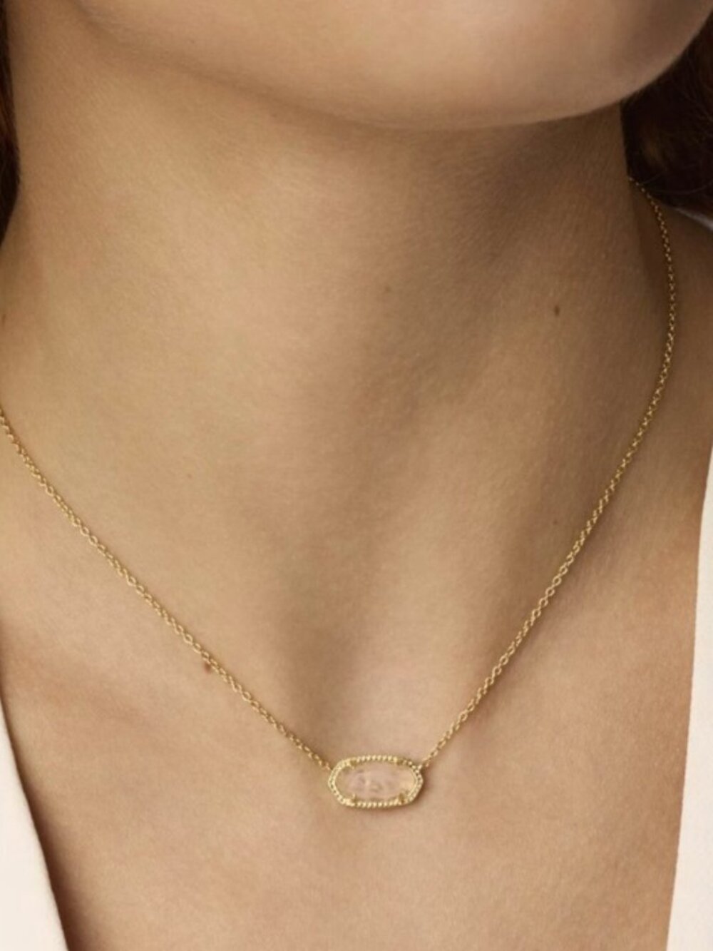 Kendra Scott Elisa Gold Pendant Necklace Rose Quartz Gold